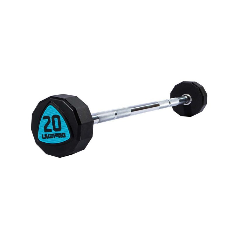 Premium Urethane 12-Sided Fixed Straight Barbell Set (10 to 30Kg)